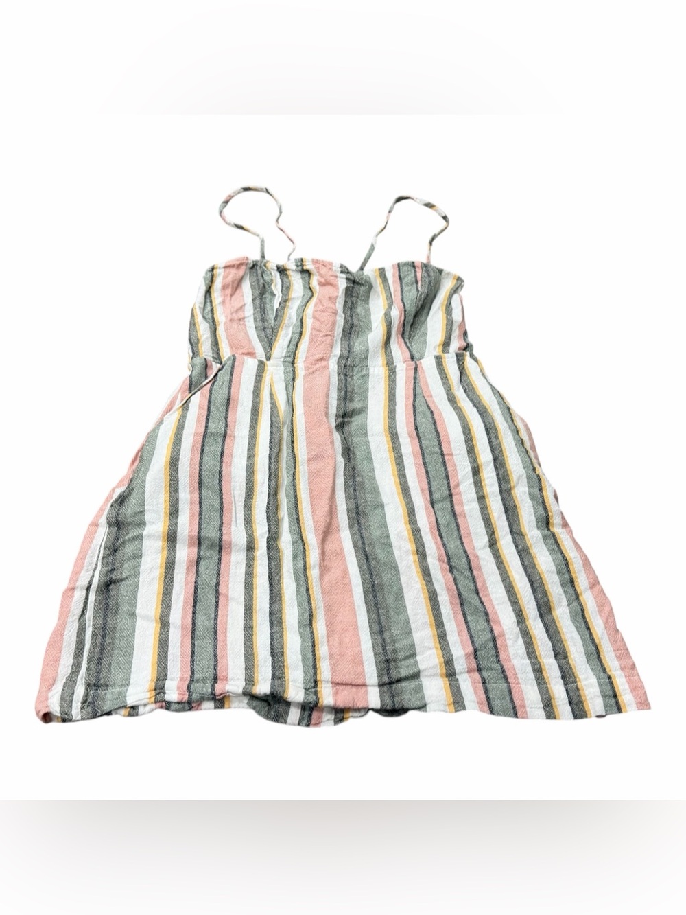 Forever 21 Juniors Size Large Sun Dress, Striped, Green Pink